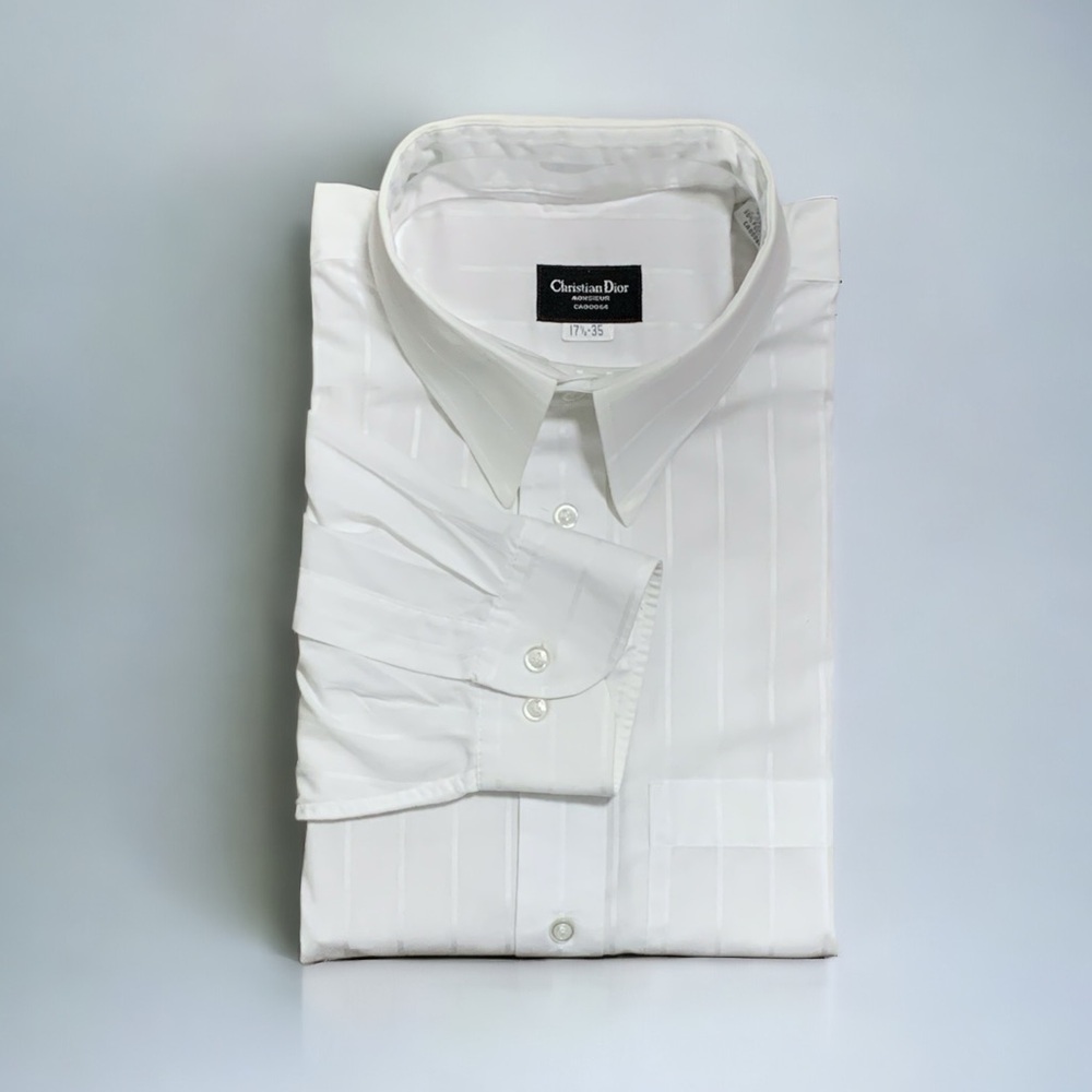 Vintage 90’s Christian Dior Monsieur Tone On Tone Dress Shirt In White